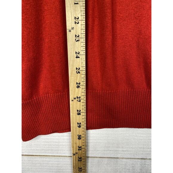 Orvis Sweater Mens L Red 1/4 Zip Long Sleeve Mock Neck Cotton Silk Cashmere - Picture 7 of 10